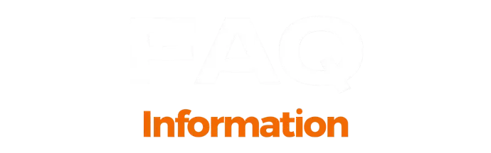 Text graphic featuring "FAQ" in white and "Information" in orange.